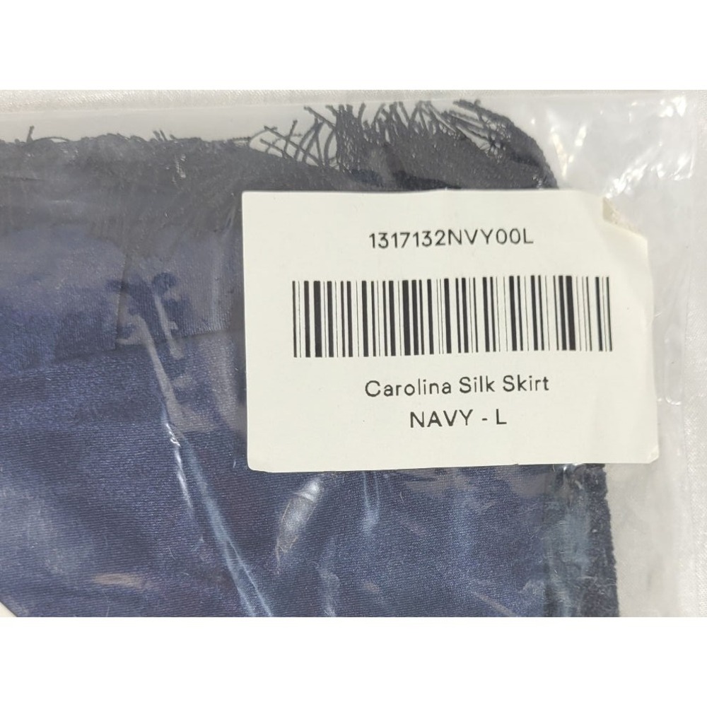 Reformation Women's Carolina 100% Silk Midi Skirt w/ Lace Hem - Navy Blue - L - Picture 5 of 5